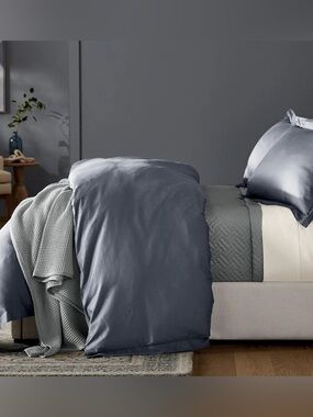 New Boll & Branch king Sz Slate mineral Blue FITTED SHEET Organic cotton luxury